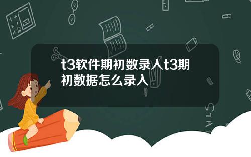 t3软件期初数录入t3期初数据怎么录入