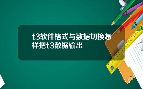 t3软件格式与数据切换怎样把t3数据输出