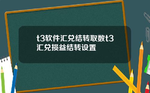 t3软件汇兑结转取数t3汇兑损益结转设置