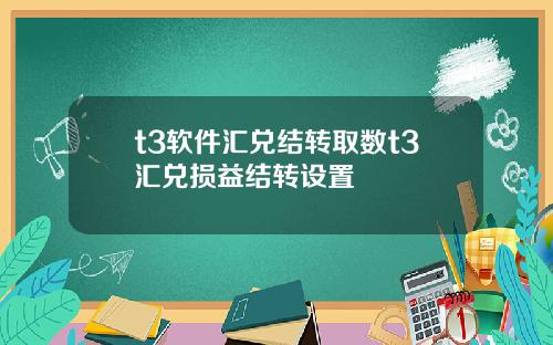 t3软件汇兑结转取数t3汇兑损益结转设置