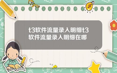 t3软件流量录入明细t3软件流量录入明细在哪