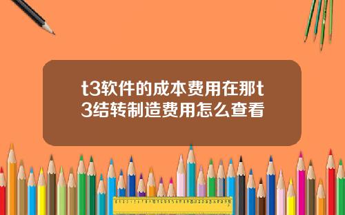 t3软件的成本费用在那t3结转制造费用怎么查看