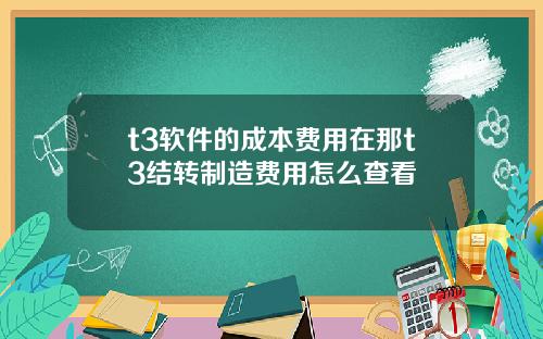 t3软件的成本费用在那t3结转制造费用怎么查看
