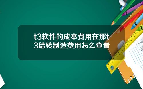 t3软件的成本费用在那t3结转制造费用怎么查看