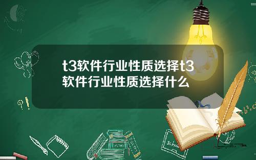 t3软件行业性质选择t3软件行业性质选择什么