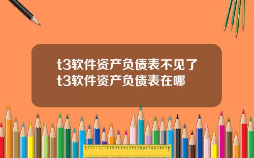 t3软件资产负债表不见了t3软件资产负债表在哪