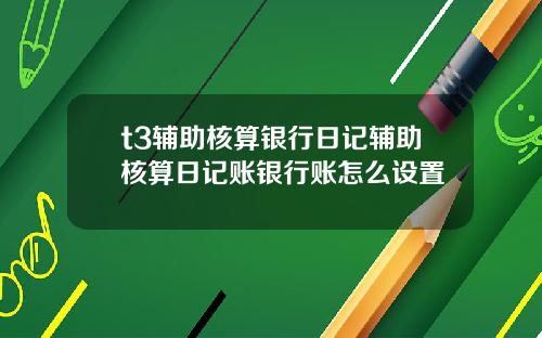 t3辅助核算银行日记辅助核算日记账银行账怎么设置