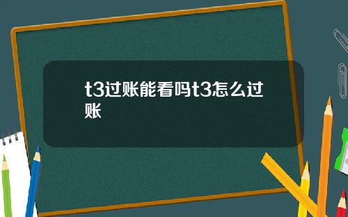 t3过账能看吗t3怎么过账