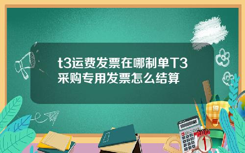 t3运费发票在哪制单T3采购专用发票怎么结算