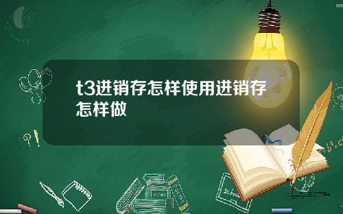 t3进销存怎样使用进销存怎样做