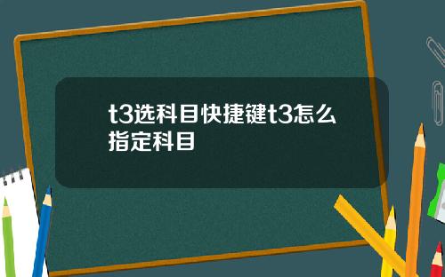 t3选科目快捷键t3怎么指定科目