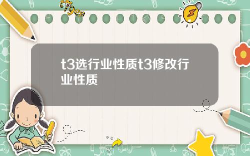 t3选行业性质t3修改行业性质