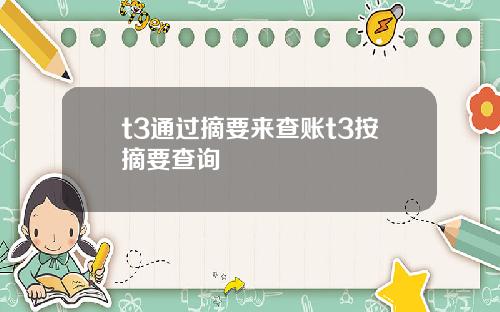 t3通过摘要来查账t3按摘要查询