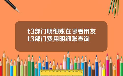 t3部门明细账在哪看用友t3部门费用明细账查询