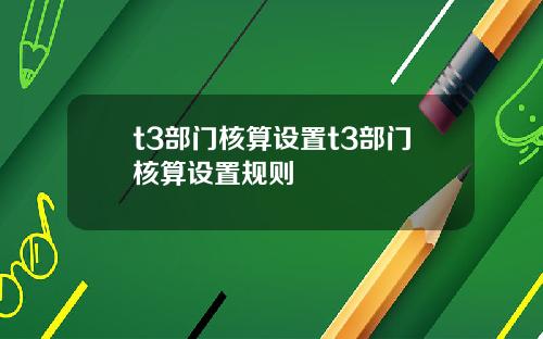 t3部门核算设置t3部门核算设置规则
