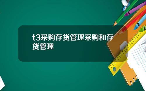 t3采购存货管理采购和存货管理