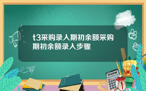 t3采购录入期初余额采购期初余额录入步骤