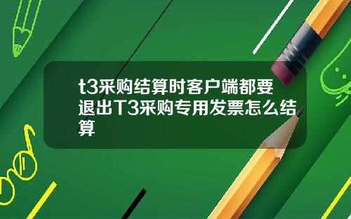 t3采购结算时客户端都要退出T3采购专用发票怎么结算