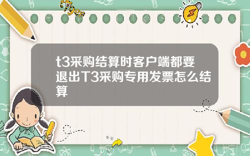 t3采购结算时客户端都要退出T3采购专用发票怎么结算