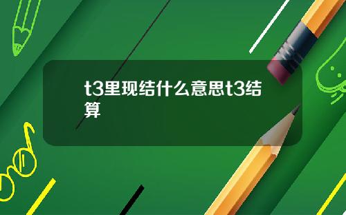 t3里现结什么意思t3结算