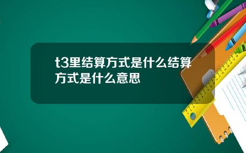 t3里结算方式是什么结算方式是什么意思