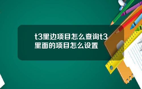 t3里边项目怎么查询t3里面的项目怎么设置