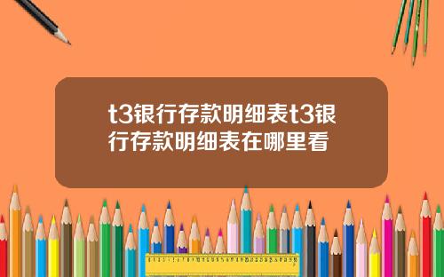 t3银行存款明细表t3银行存款明细表在哪里看