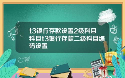 t3银行存款设置2级科目科目t3银行存款二级科目编码设置