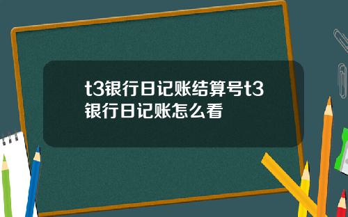 t3银行日记账结算号t3银行日记账怎么看