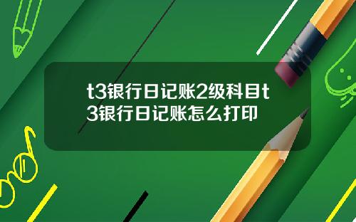 t3银行日记账2级科目t3银行日记账怎么打印