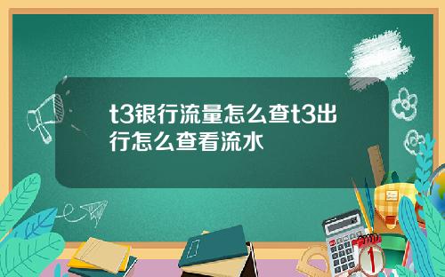 t3银行流量怎么查t3出行怎么查看流水