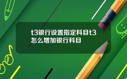 t3银行设置指定科目t3怎么增加银行科目