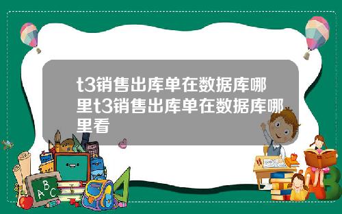 t3销售出库单在数据库哪里t3销售出库单在数据库哪里看