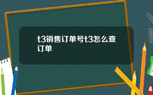 t3销售订单号t3怎么查订单