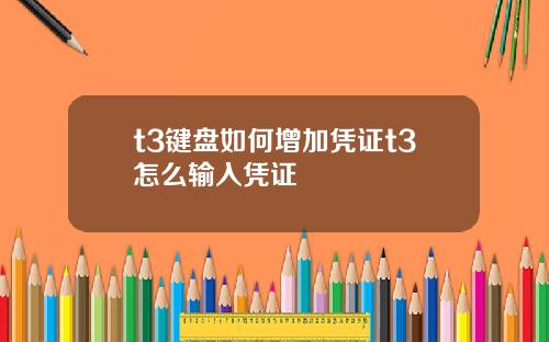 t3键盘如何增加凭证t3怎么输入凭证