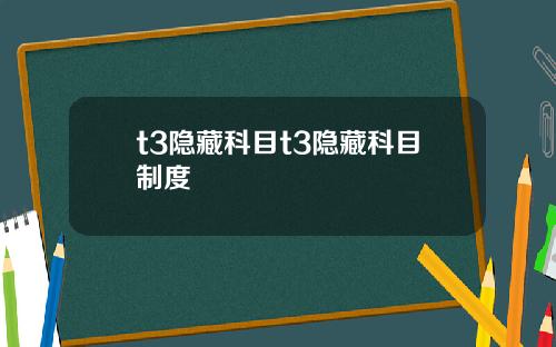 t3隐藏科目t3隐藏科目制度
