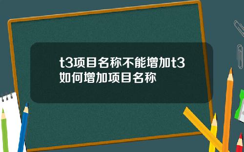 t3项目名称不能增加t3如何增加项目名称
