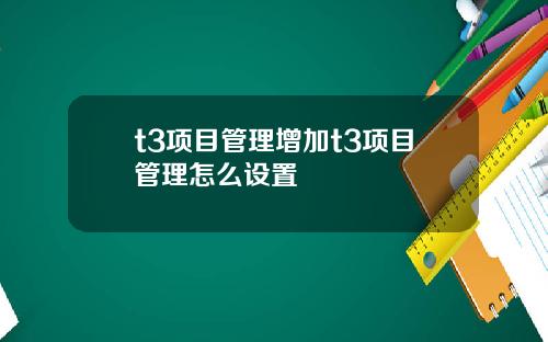 t3项目管理增加t3项目管理怎么设置