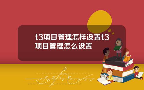 t3项目管理怎样设置t3项目管理怎么设置
