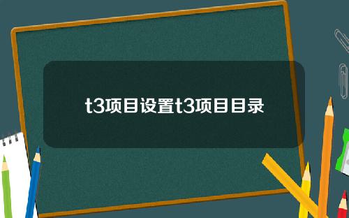 t3项目设置t3项目目录