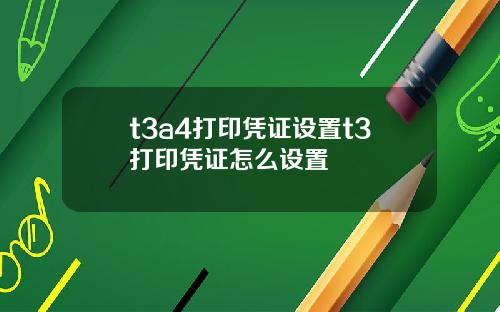 t3a4打印凭证设置t3打印凭证怎么设置