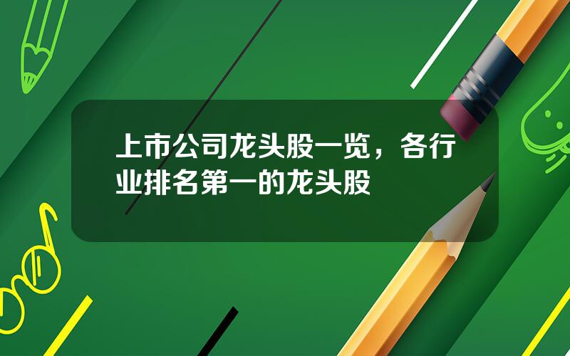 上市公司龙头股一览，各行业排名第一的龙头股
