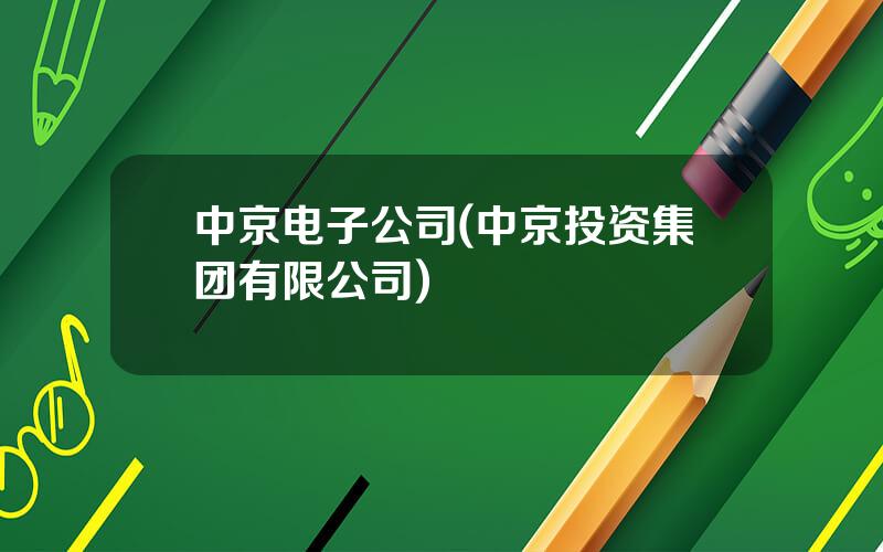 中京电子公司(中京投资集团有限公司)
