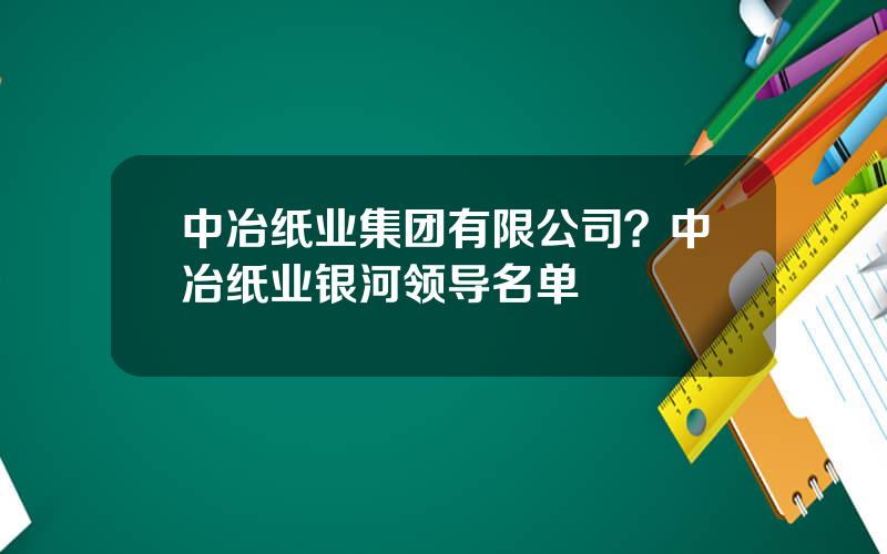 中冶纸业集团有限公司？中冶纸业银河领导名单