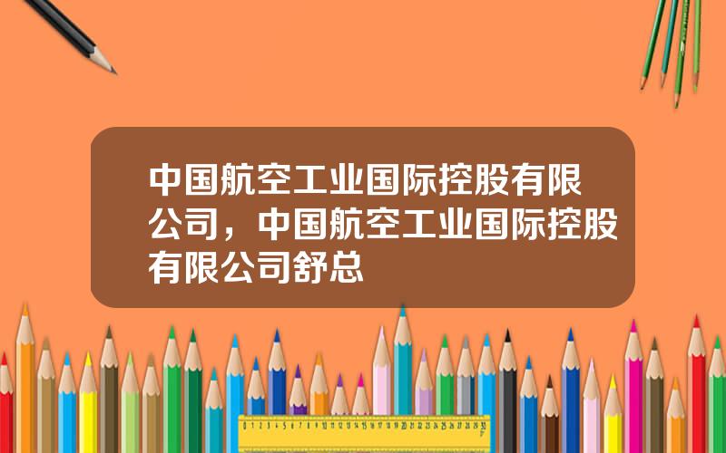 中国航空工业国际控股有限公司，中国航空工业国际控股有限公司舒总
