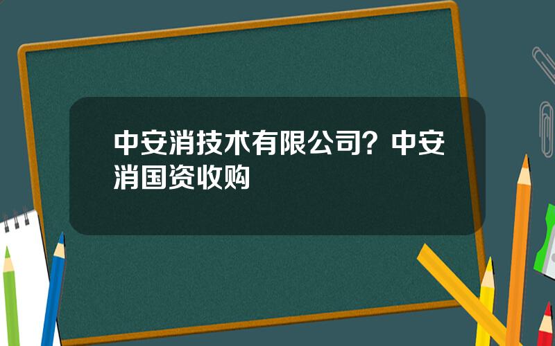 中安消技术有限公司？中安消国资收购