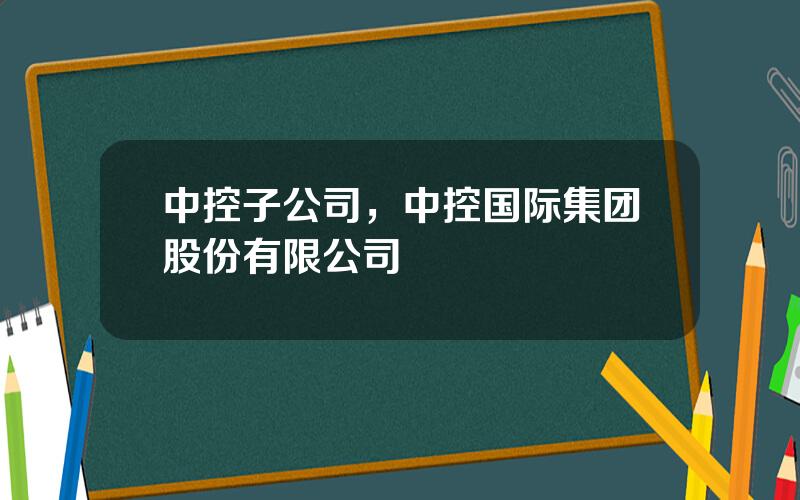 中控子公司，中控国际集团股份有限公司