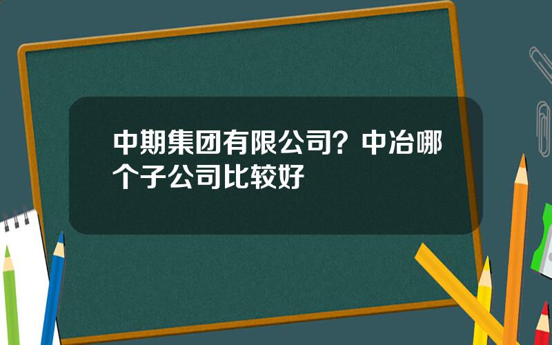 中期集团有限公司？中冶哪个子公司比较好