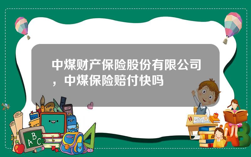 中煤财产保险股份有限公司，中煤保险赔付快吗