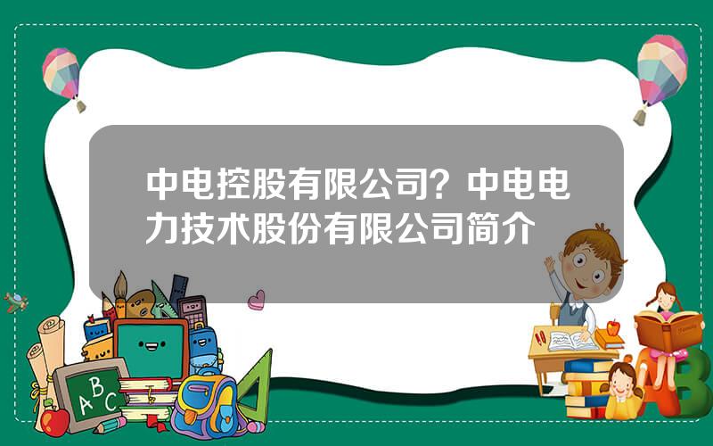 中电控股有限公司？中电电力技术股份有限公司简介